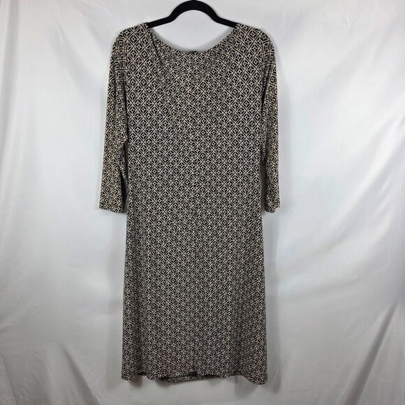 Lauren Ralph Lauren Ruched Sheath Dress Women's Size 16 Black & Tan Geo Print - Picture 11 of 15